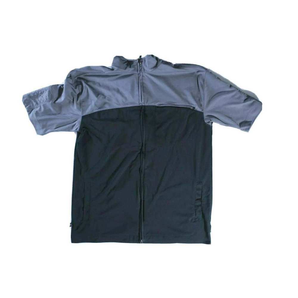 Nike mens sz L short sleeve zip jacket gray black